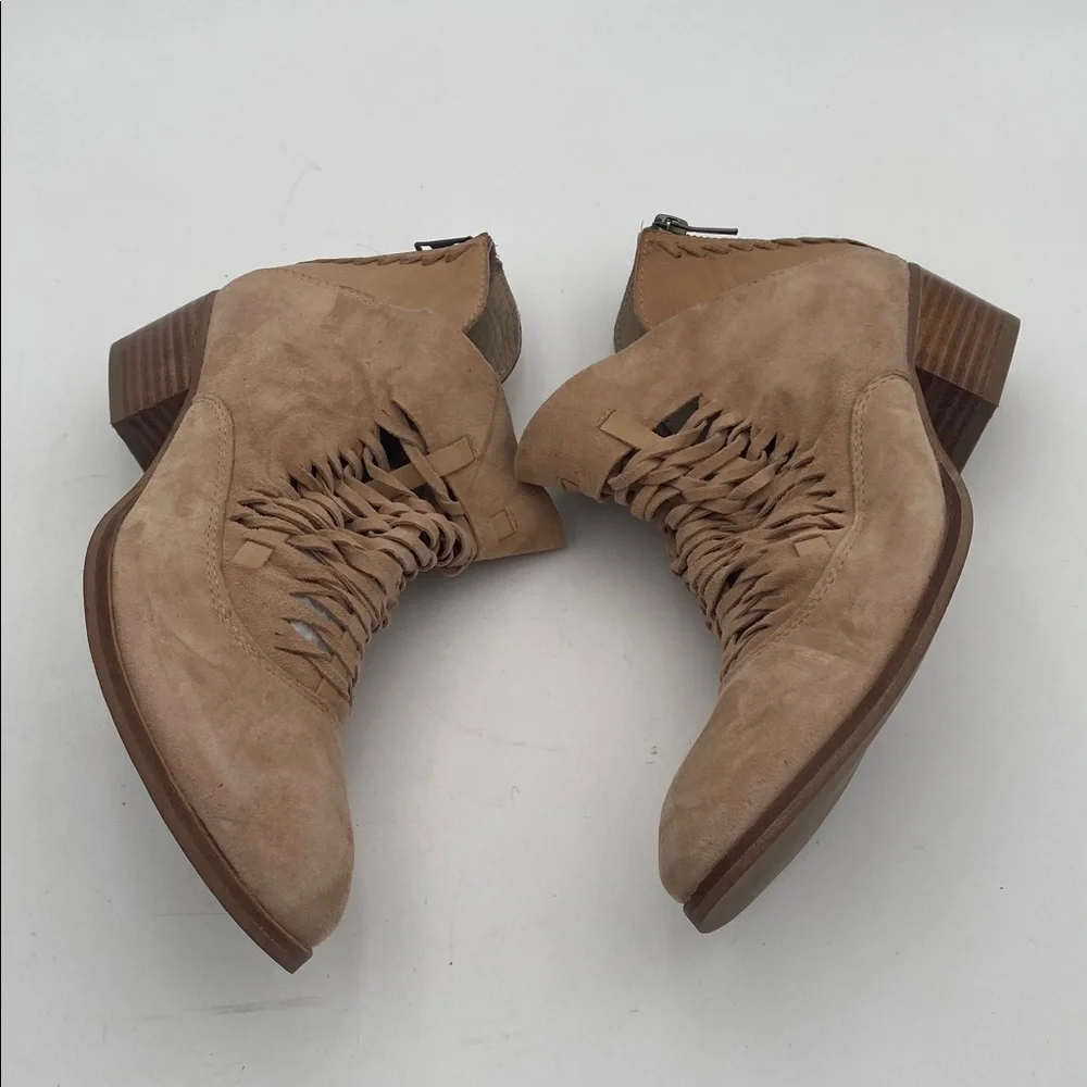 Coldwater creek Tan Leather Ankle Boots women 8M Suede casual office Festival